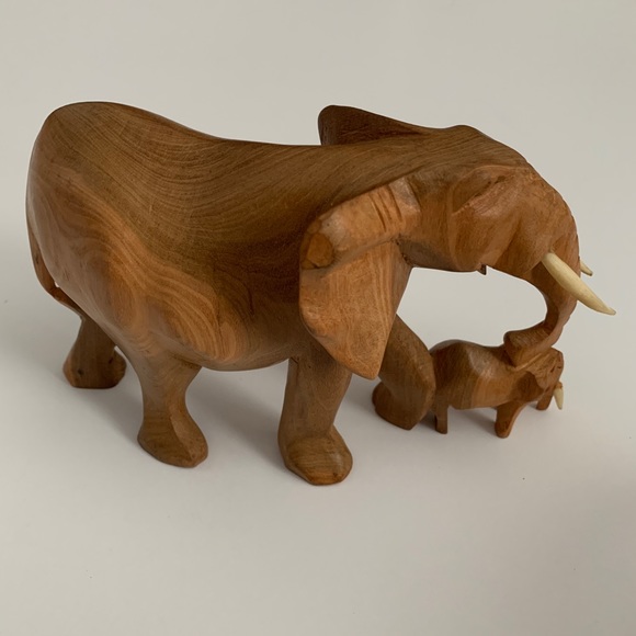 Brown Wooden Elephant Figurine - Picture 3 of 3